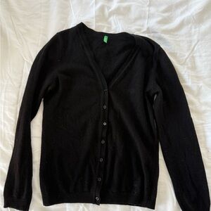 Benetton- 100% wool Black Women's Cardigan